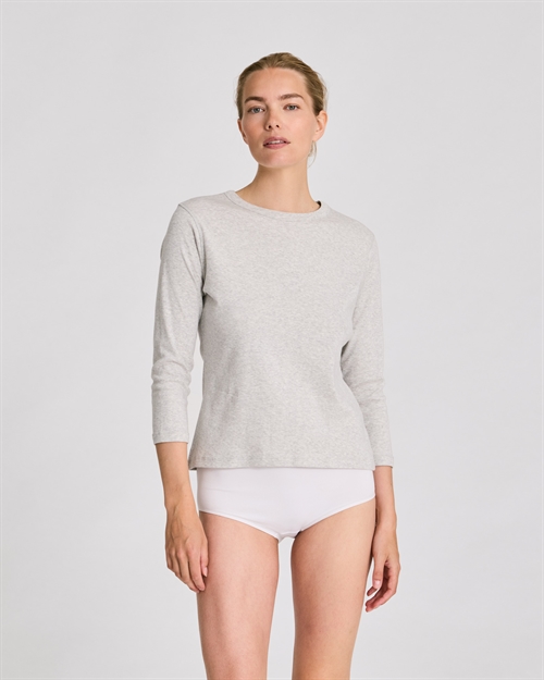 LISVA SASCHA 3/4 SLEEVE TOP LIGHT GREY MELANGE
